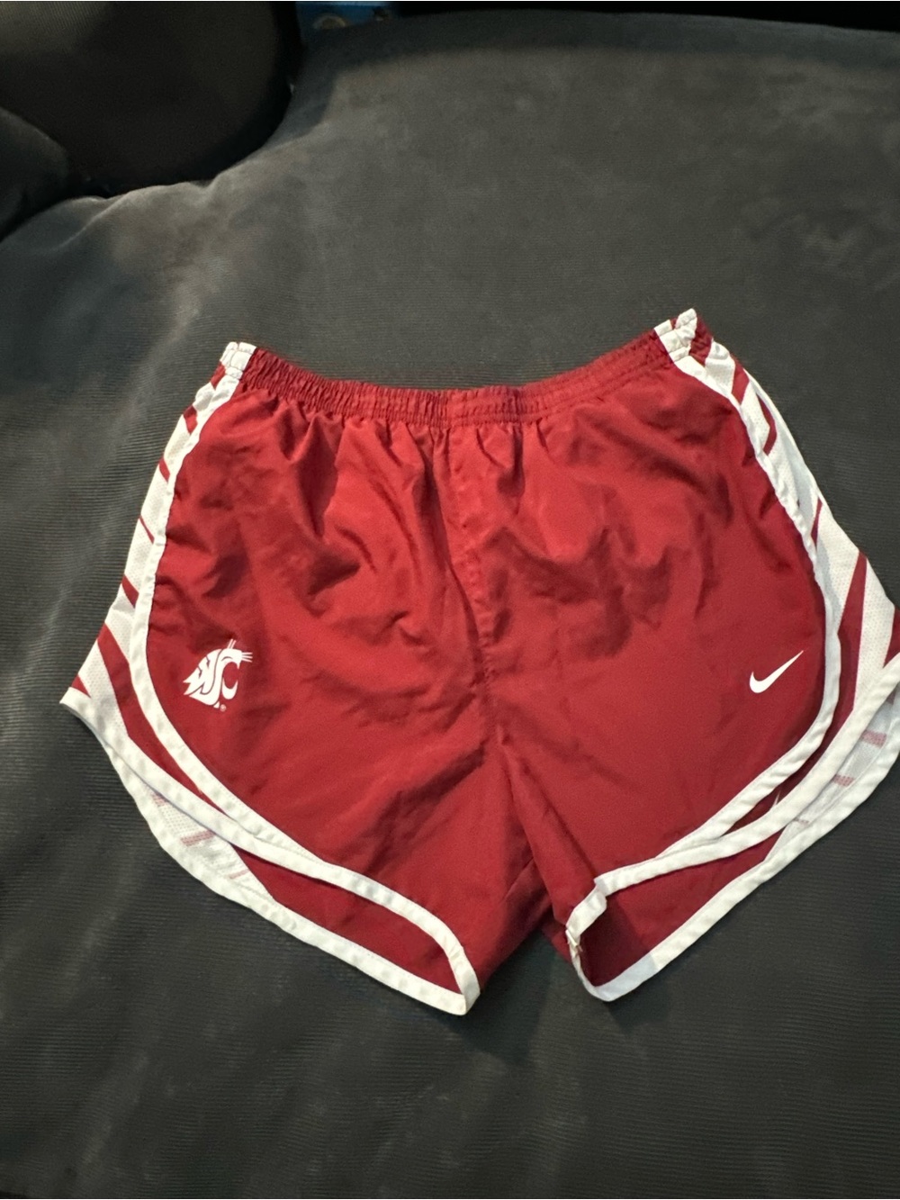 Nike Women's Red Athletic Shorts with White Trim